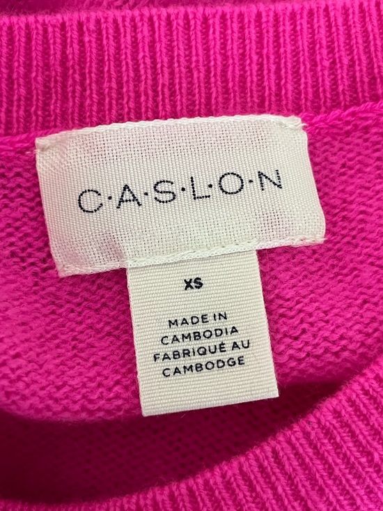 Caslon Wool and Cashmere Blend Short Sleeve Sweater in Pink Raspberry, Size XS - Picture 4 of 8
